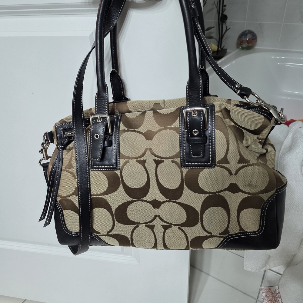 Coach Brown and Black Signature Tote Bag